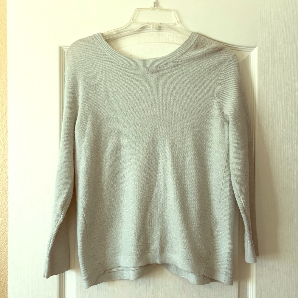 Blue open back sweater